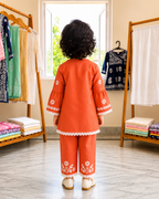 Coral Blossom Embroidered Co-ord Set