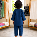 Midnight Bloom Navy Blue Embroidered Co-ord Set