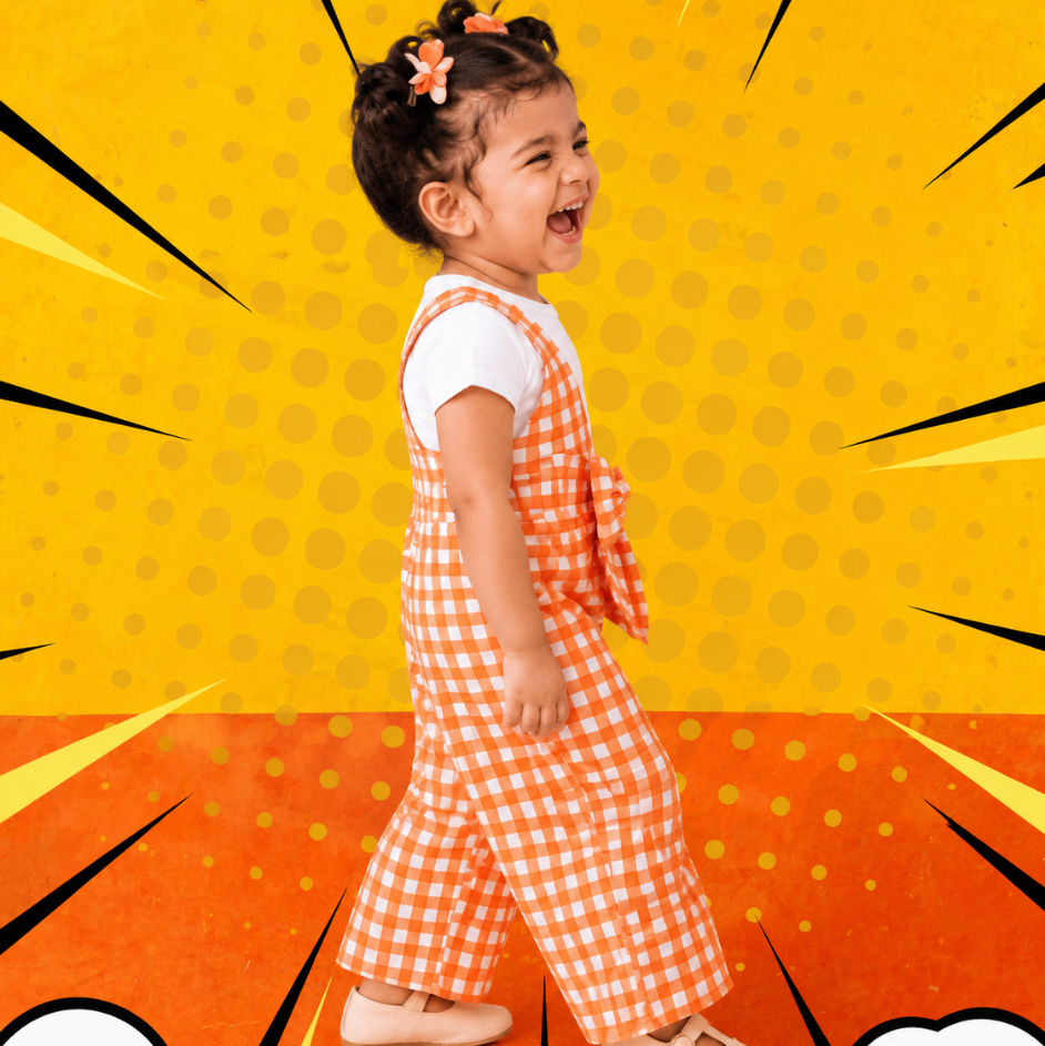 Tangerine Bloom Bow Jumpsuit