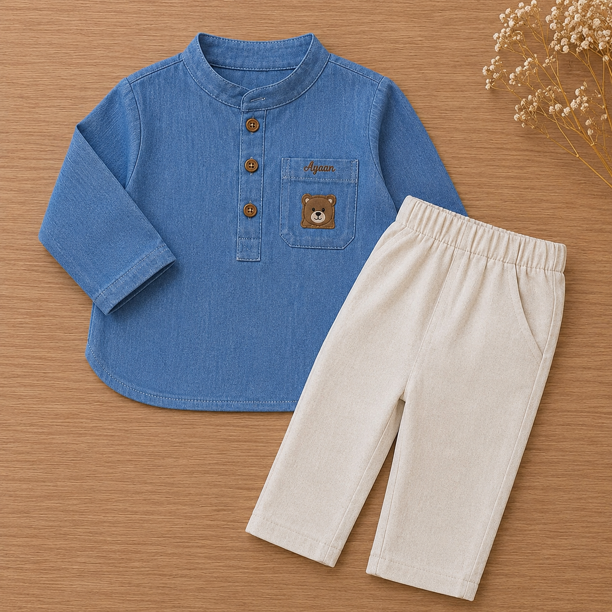 Teddy Tales Personalized Kurta Set – Sapphire Blue