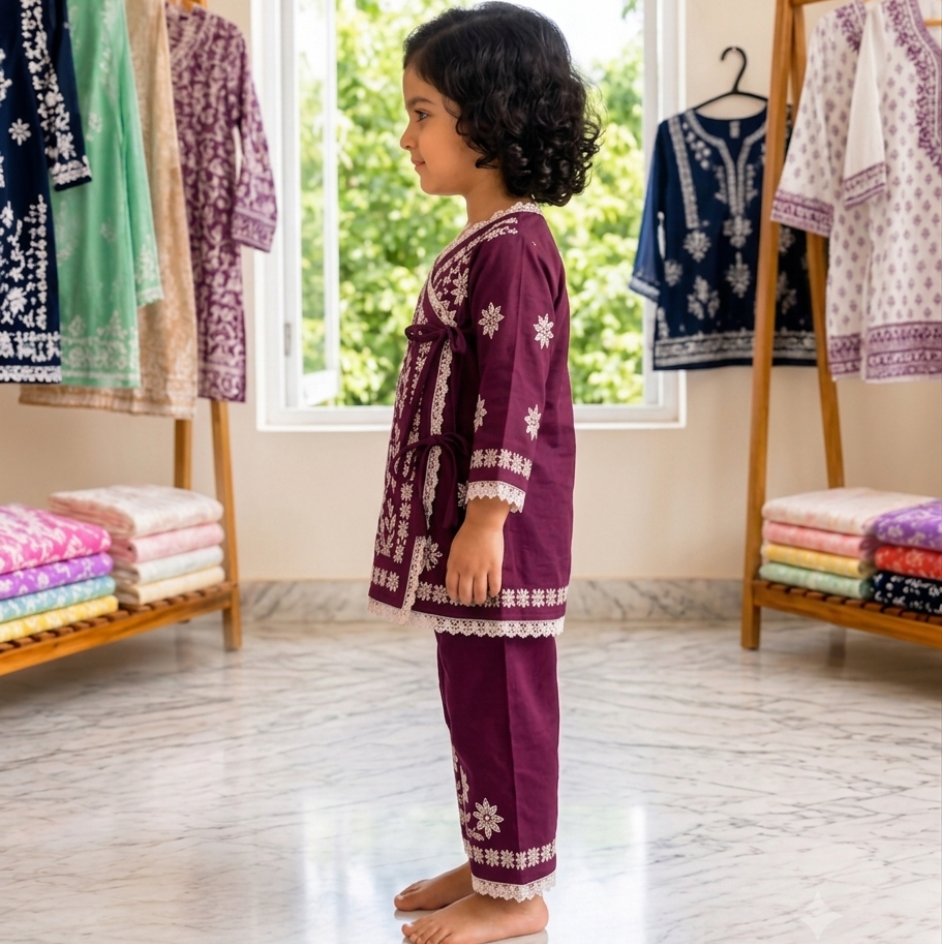 Royal Purple Embroidered Angrakha Co-ord Set