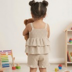 Little Latte Ruffle Co-ord Set - Beige