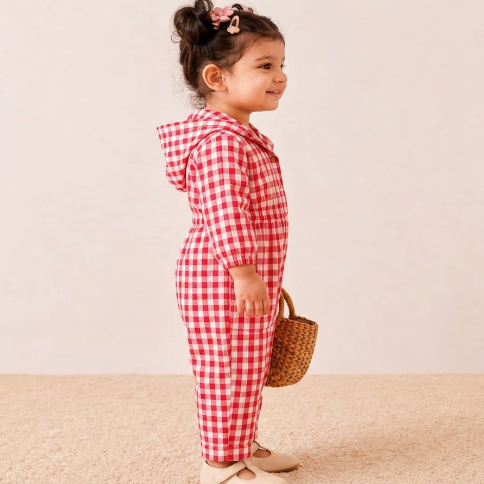 Rosy Bloom Hooded Customised Jumpsuit - Rose