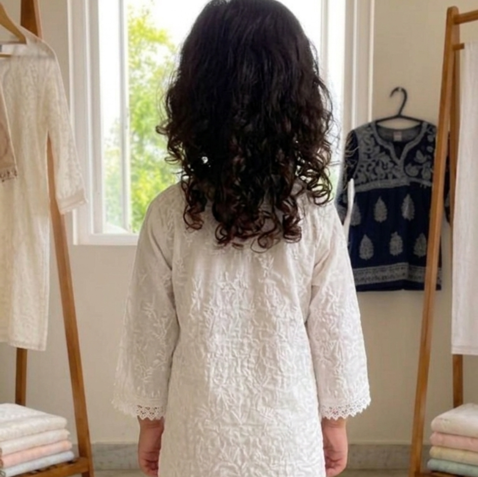 Noor Chikankari Angrakha Kurta Set - Ivory