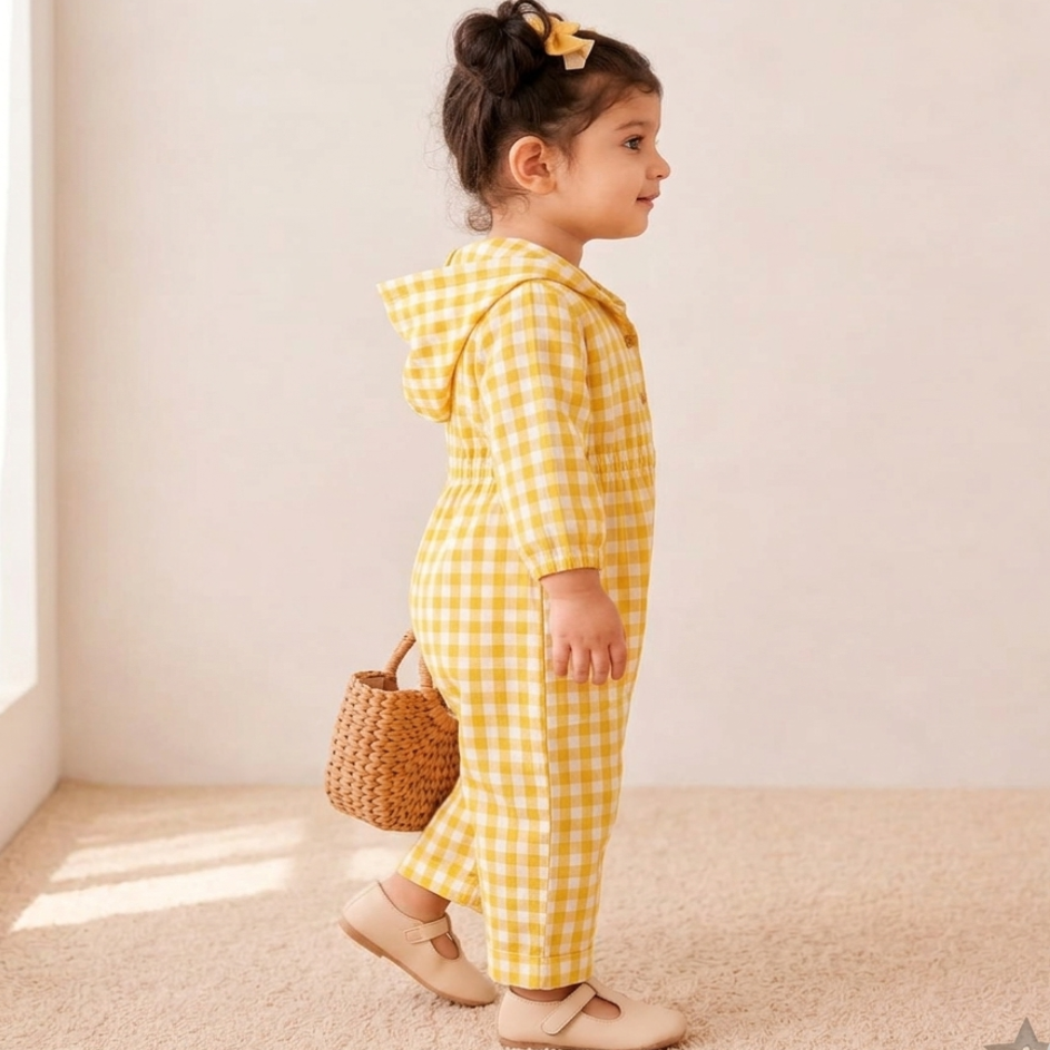 Sunshine Bloom Hooded Customised Jumpsuit - Buttercup Yellow