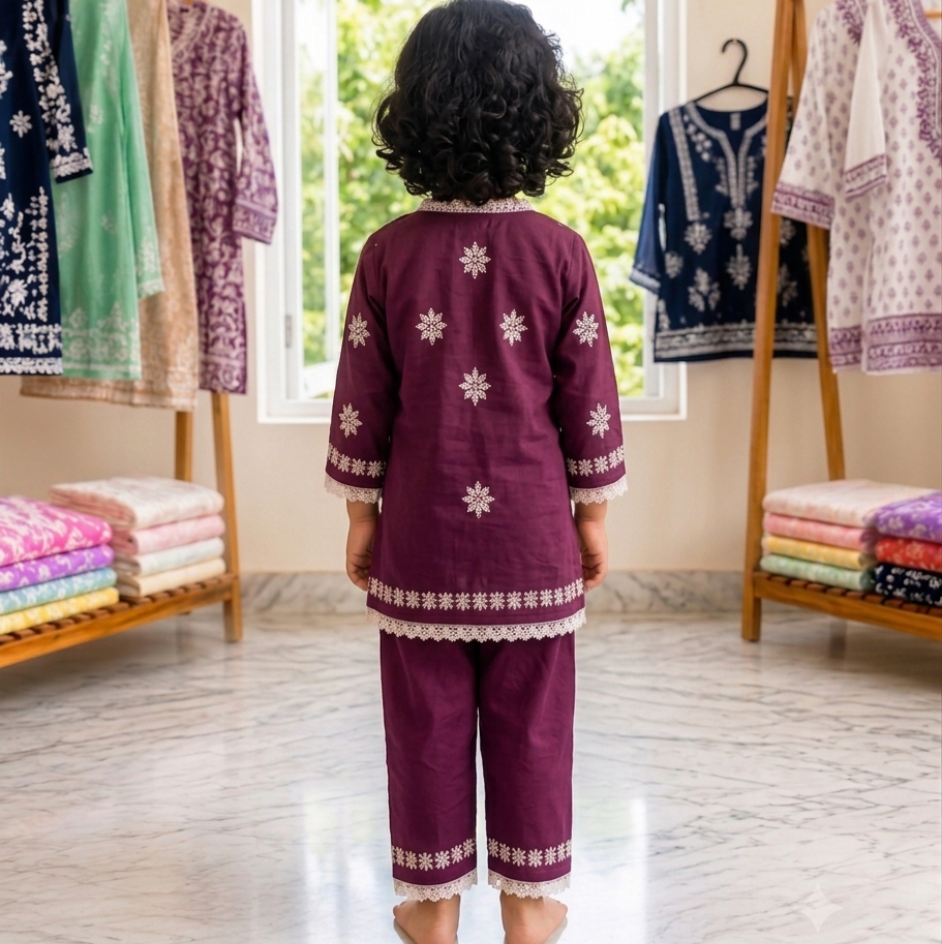 Royal Purple Embroidered Angrakha Co-ord Set