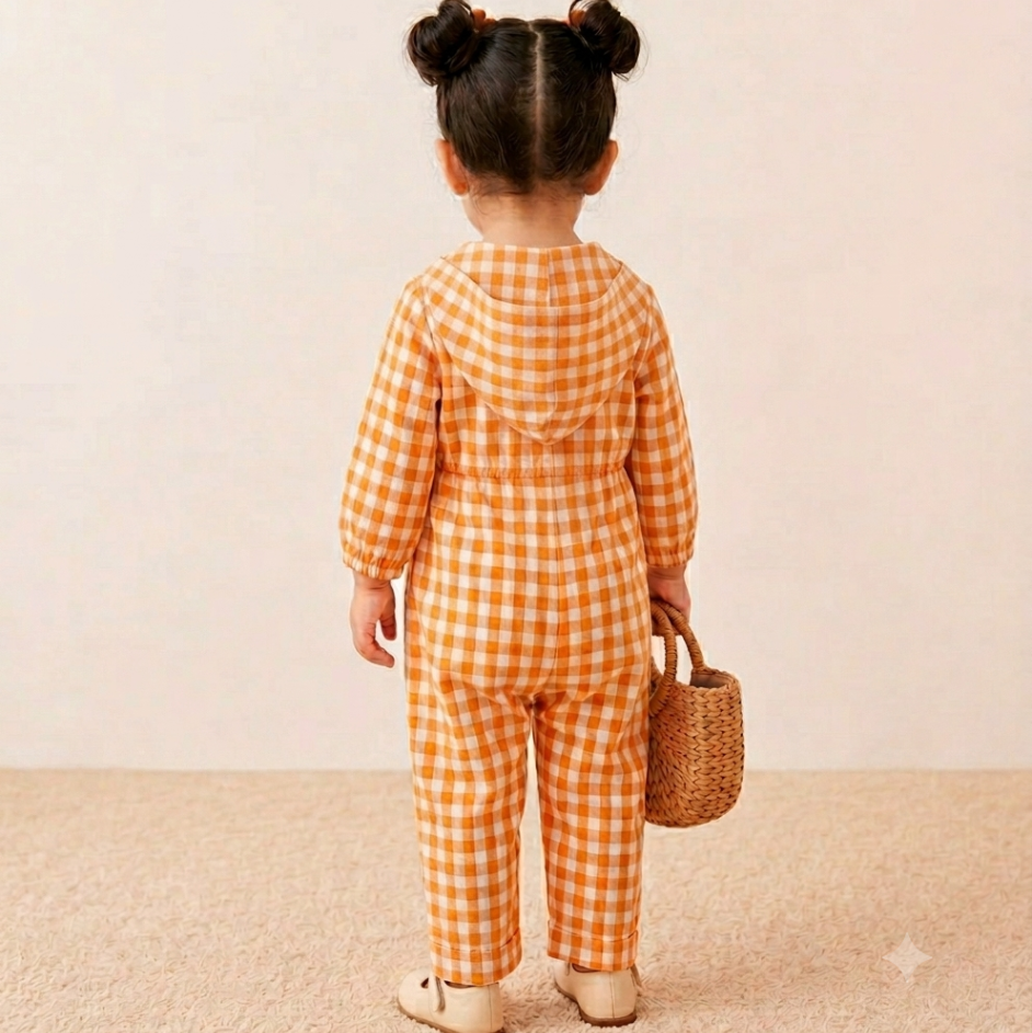 Apricot Bloom Hooded Customised Jumpsuit - Tangerine