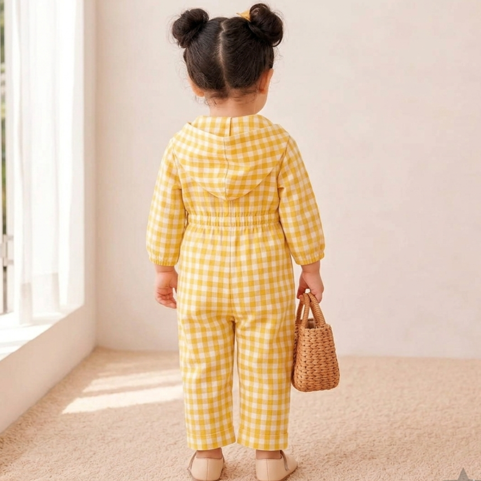 Sunshine Bloom Hooded Customised Jumpsuit - Buttercup Yellow