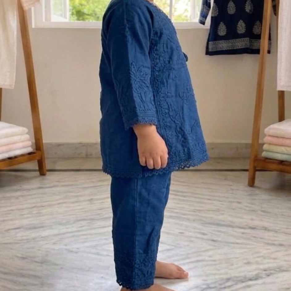 Midnight Bloom Angrakha Set - Blue