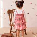 Rosy Bloom Heart Smocked Dress with Tshirt - Rose