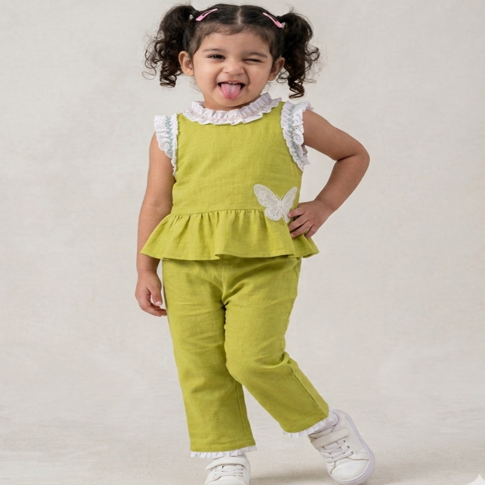 Butterfly Bloom Co-ord Set - Pistachio Green