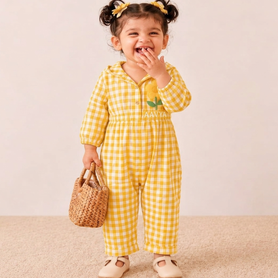 Sunshine Bloom Hooded Customised Jumpsuit - Buttercup Yellow