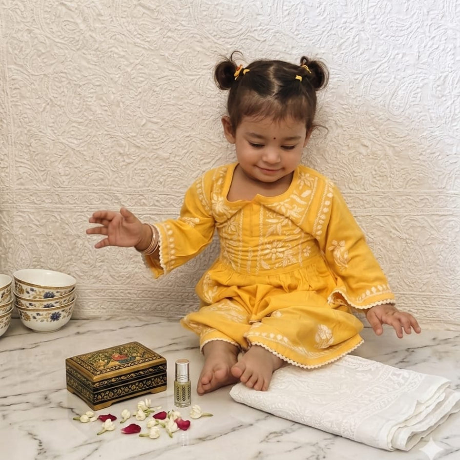 Gulbano Chikankari Set - Yellow