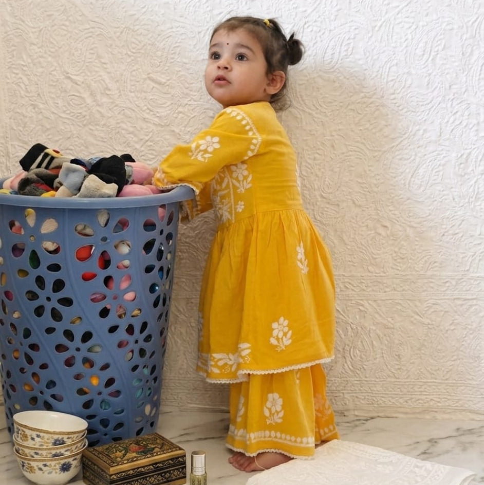 Gulbano Chikankari Set - Yellow