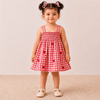 Rosy Bloom Heart Smocked Dress - Rose