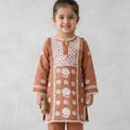 Rust Petal Chikankari Kurta Set