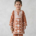 Rust Petal Chikankari Kurta Set